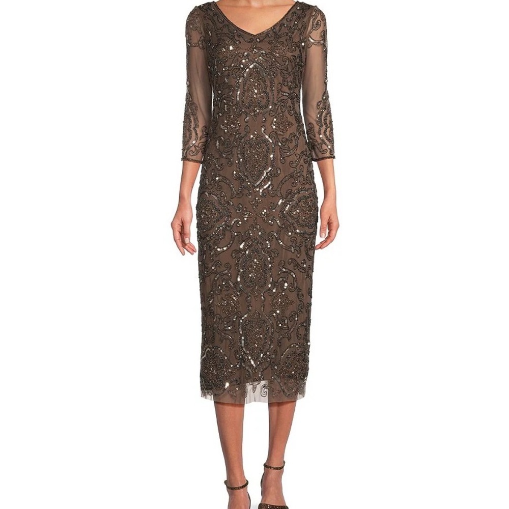 Pisarro Nights Long Sleeve Sequined Dress